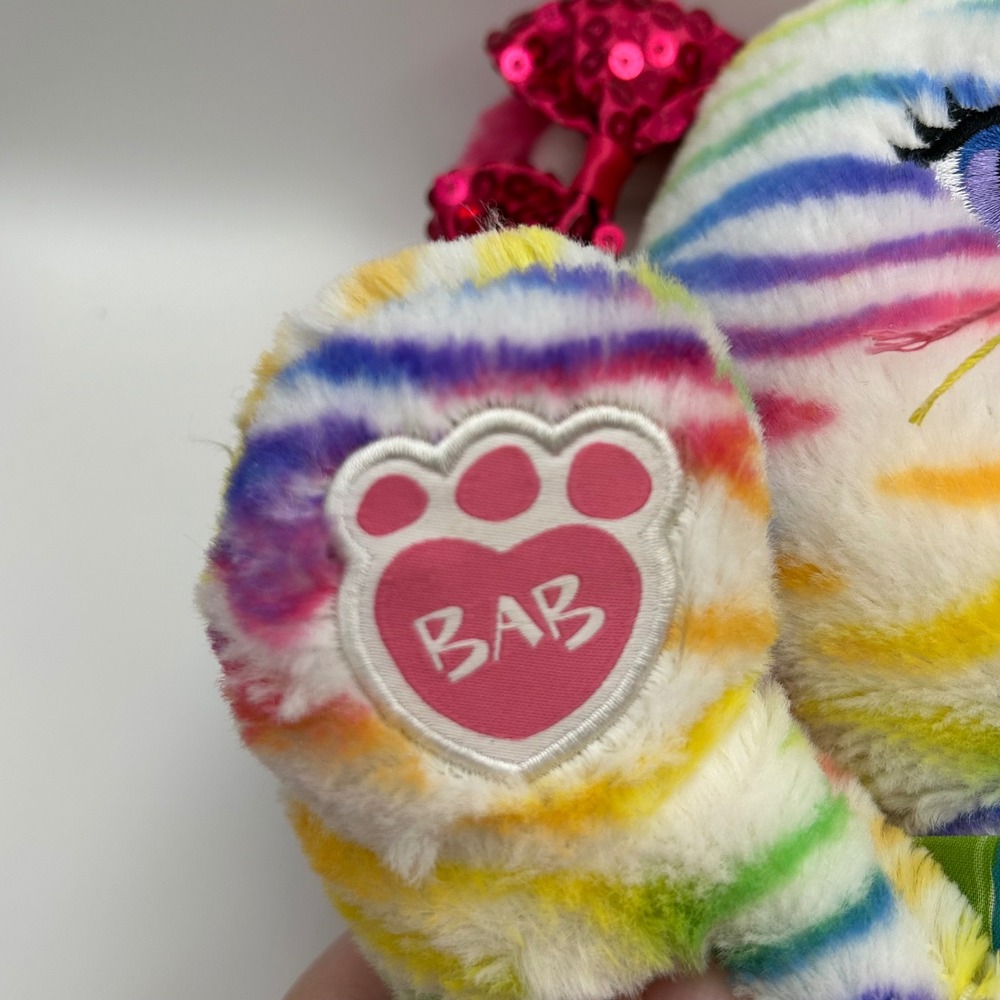Build A Bear Rainbow Zebra Striped Cat Plush Pink Bow Outfit Clothes BAB - Picture 4 of 7
